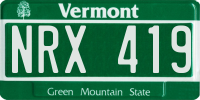 VT license plate NRX419