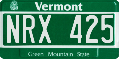 VT license plate NRX425