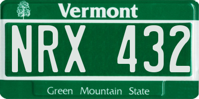 VT license plate NRX432