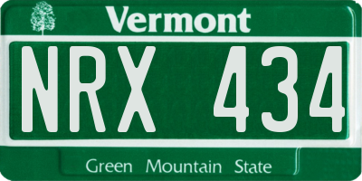 VT license plate NRX434