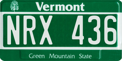 VT license plate NRX436