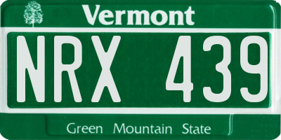 VT license plate NRX439