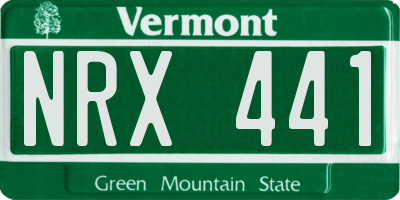 VT license plate NRX441