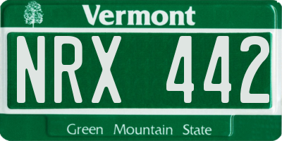 VT license plate NRX442