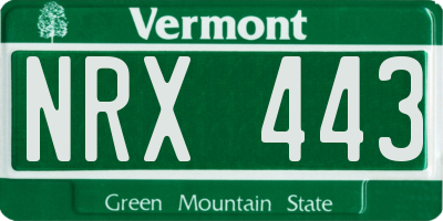 VT license plate NRX443