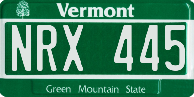 VT license plate NRX445