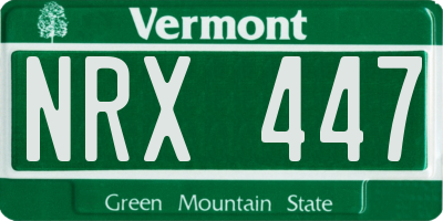 VT license plate NRX447