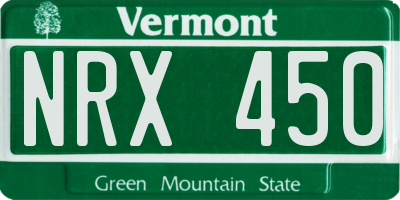 VT license plate NRX450