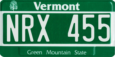 VT license plate NRX455