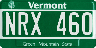 VT license plate NRX460
