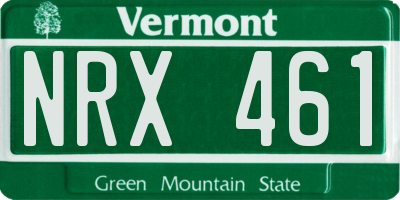 VT license plate NRX461