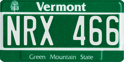 VT license plate NRX466