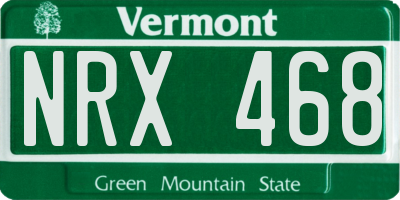 VT license plate NRX468