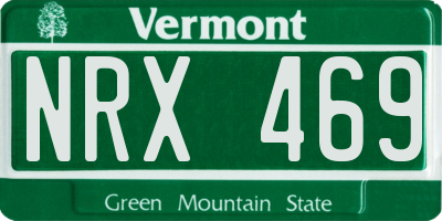 VT license plate NRX469