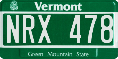VT license plate NRX478