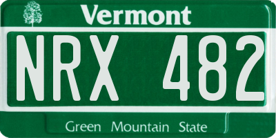 VT license plate NRX482