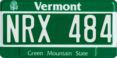 VT license plate NRX484