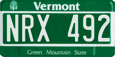 VT license plate NRX492