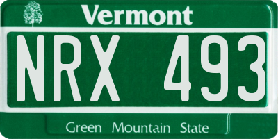 VT license plate NRX493