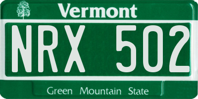 VT license plate NRX502