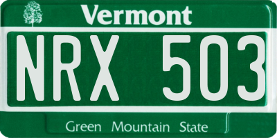 VT license plate NRX503
