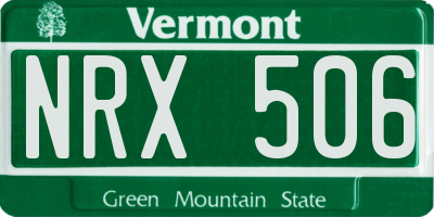 VT license plate NRX506