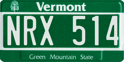 VT license plate NRX514