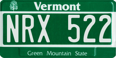 VT license plate NRX522