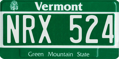 VT license plate NRX524