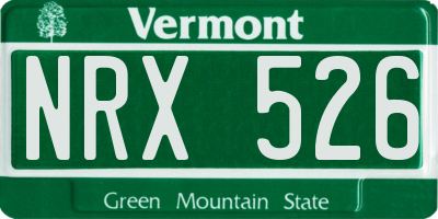 VT license plate NRX526