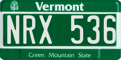 VT license plate NRX536