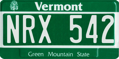 VT license plate NRX542