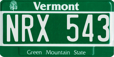 VT license plate NRX543
