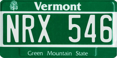 VT license plate NRX546