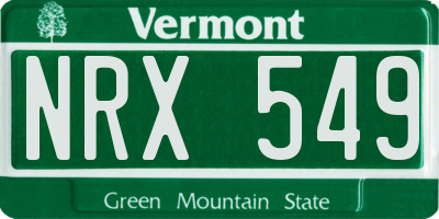VT license plate NRX549