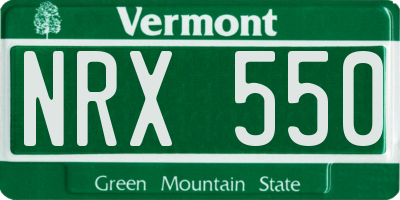 VT license plate NRX550
