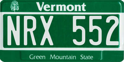 VT license plate NRX552