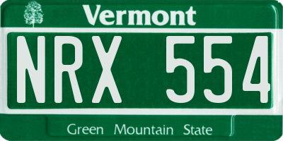 VT license plate NRX554