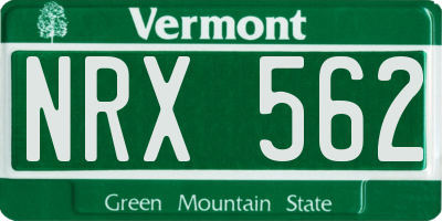 VT license plate NRX562
