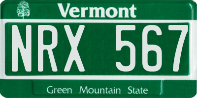 VT license plate NRX567