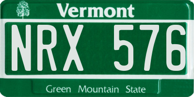 VT license plate NRX576