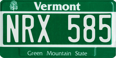 VT license plate NRX585