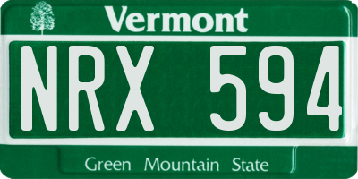 VT license plate NRX594