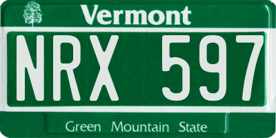 VT license plate NRX597