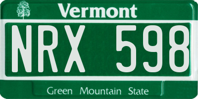 VT license plate NRX598