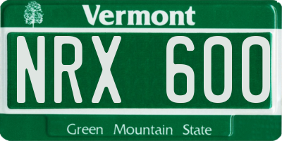 VT license plate NRX600
