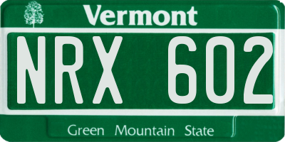 VT license plate NRX602