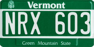 VT license plate NRX603