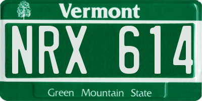 VT license plate NRX614