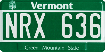 VT license plate NRX636